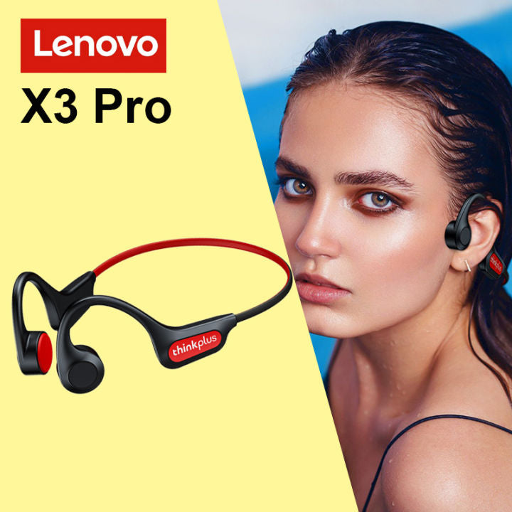 Lenovo-Intra-auricular- Condução Óssea -Fone de Ouvido-X3 Pro Bluetooth Hifi gancho - sem fio com microfone - à prova d'água