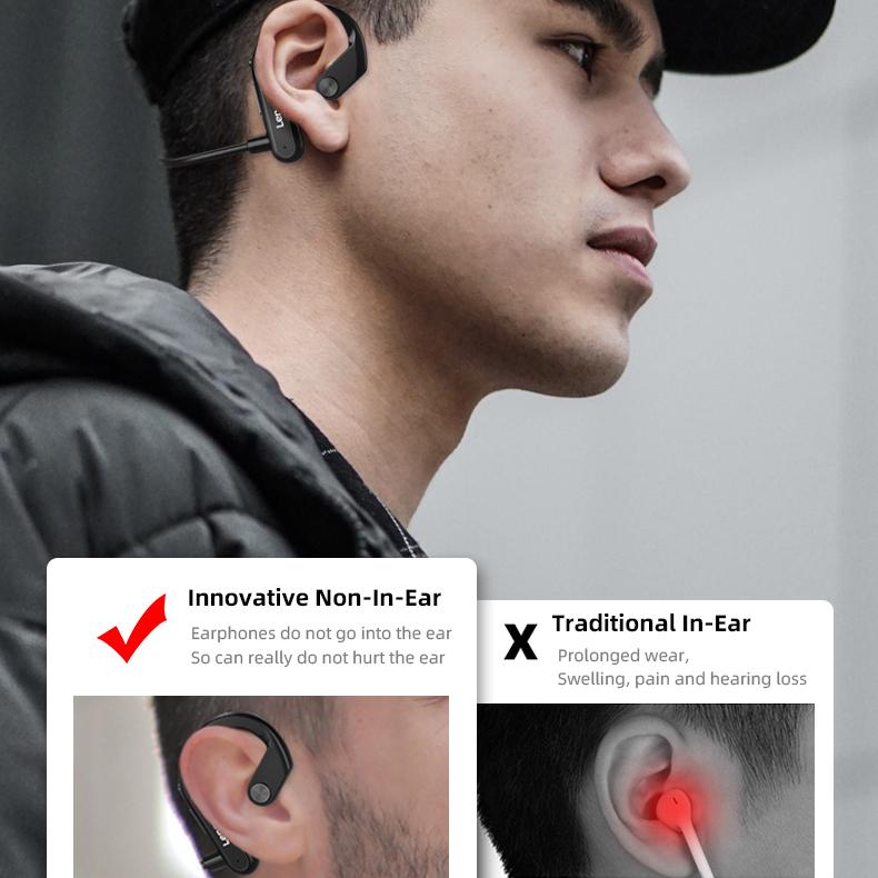 Lenovo-Intra-auricular- Condução Óssea -Fone de Ouvido-X3 Pro Bluetooth Hifi gancho - sem fio com microfone - à prova d'água