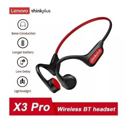 Lenovo-Intra-auricular- Condução Óssea -Fone de Ouvido-X3 Pro Bluetooth Hifi gancho - sem fio com microfone - à prova d'água