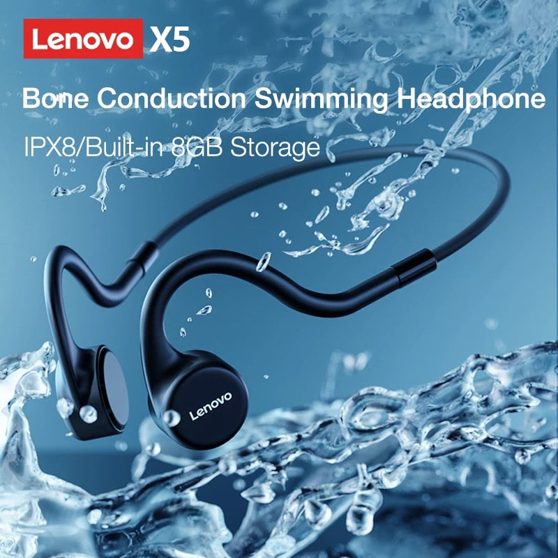 Lenovo-Intra-auricular- Condução Óssea -Fone de Ouvido-X3 Pro Bluetooth Hifi gancho - sem fio com microfone - à prova d'água