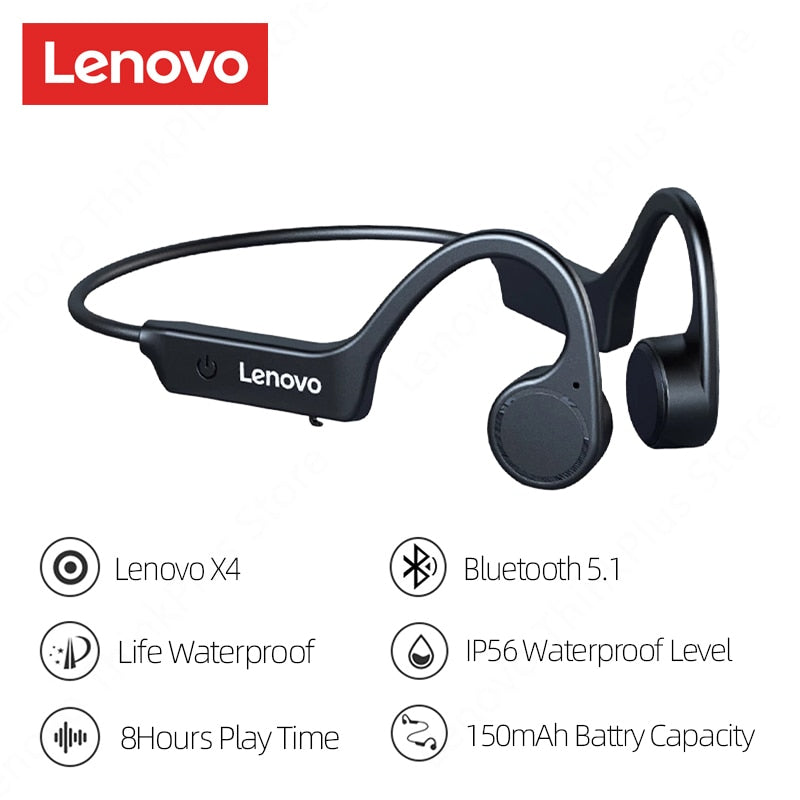 Lenovo-Intra-auricular- Condução Óssea -Fone de Ouvido-X3 Pro Bluetooth Hifi gancho - sem fio com microfone - à prova d'água