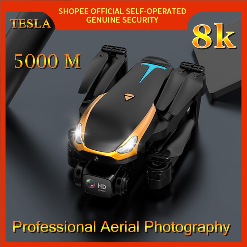 Tesla-Drone Profissional, 4K HD Fotografia Aérea, Quadcopter, Helicóptero Controle Remoto, 5000 Metros de Distância, Evitar Obstáculos, 8K